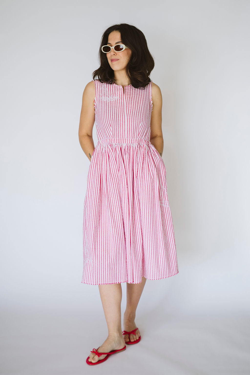 Sailboat Trio Seersucker Red Stripe Dress – Boat House Apparel