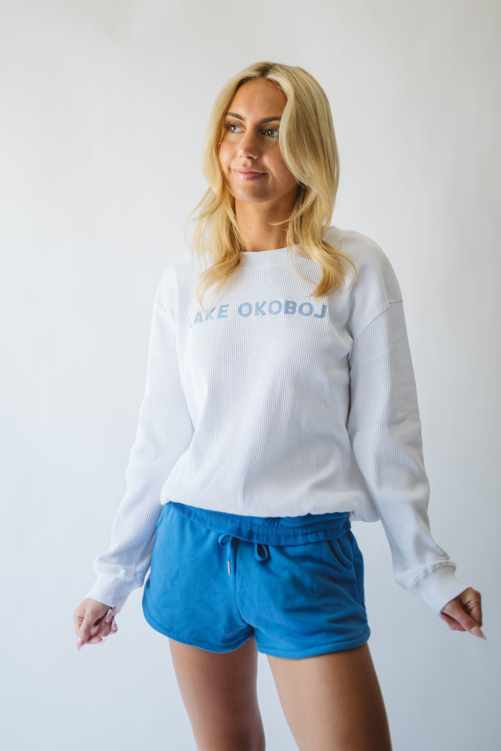 Lake Okoboji Ropes Ribbed Sweatshirt - White