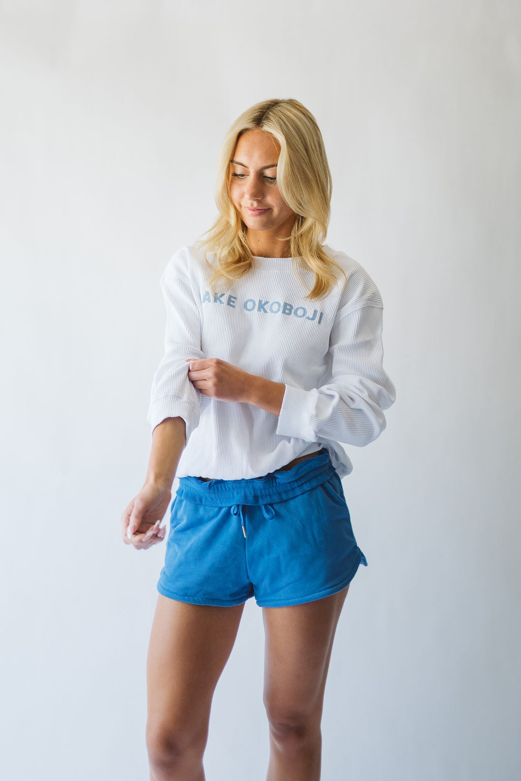 Lake Okoboji Ropes Ribbed Sweatshirt - White