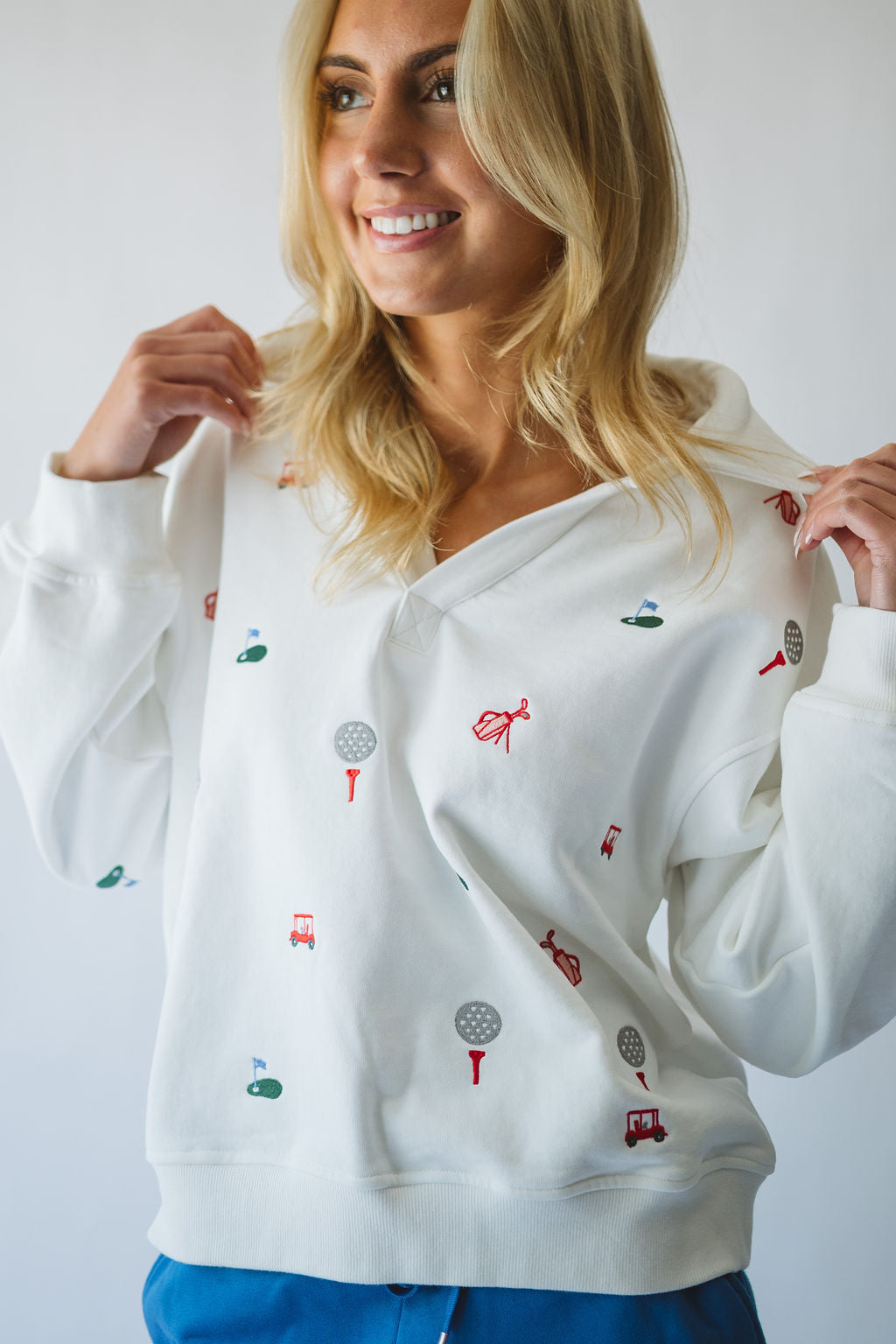 Golf Icons Embroidered Polo Sweatshirt