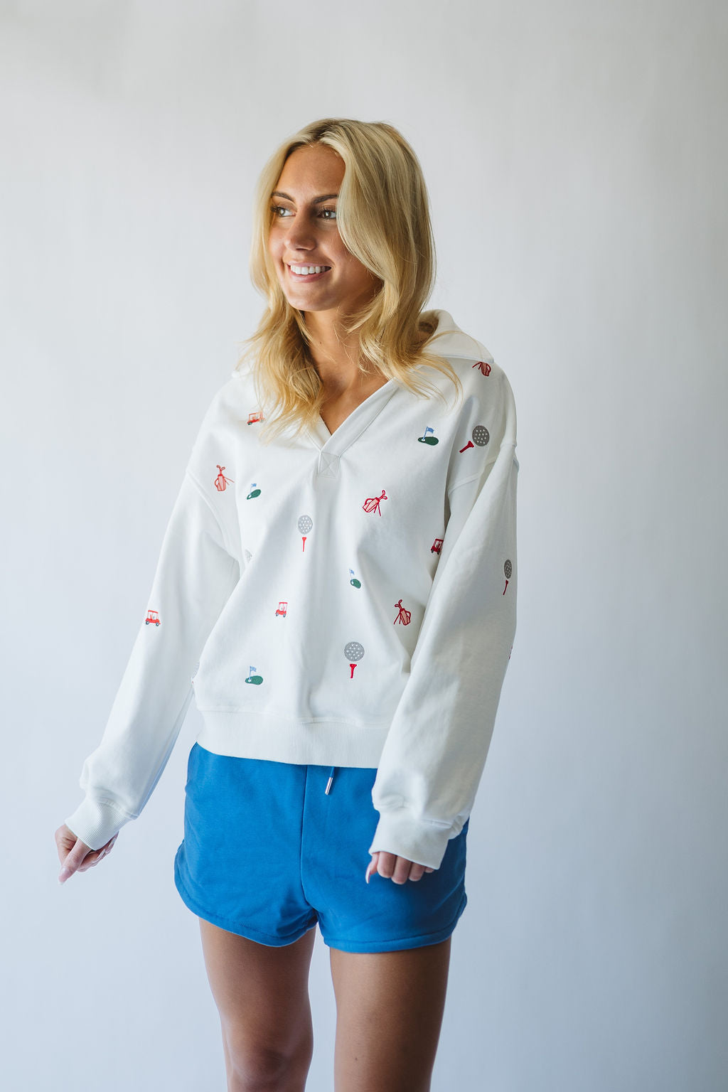 Golf Icons Embroidered Polo Sweatshirt