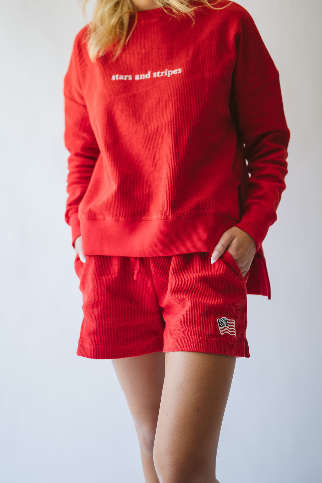 Flag Icon Ribbed Shorts