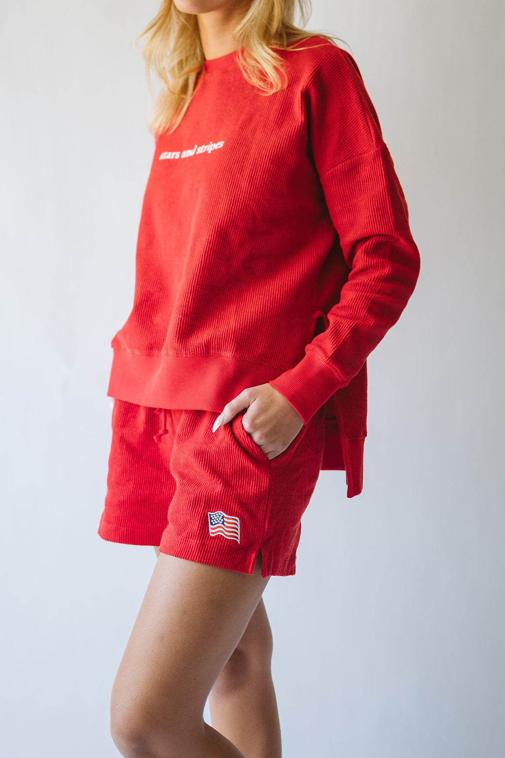 Flag Icon Ribbed Shorts