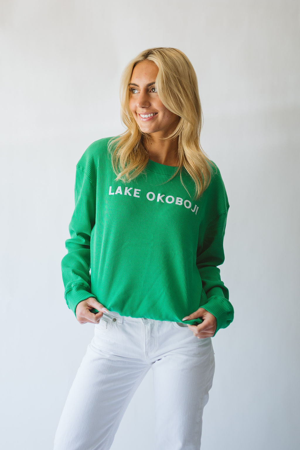 Lake Okoboji Ropes Ribbed Sweatshirt - Green