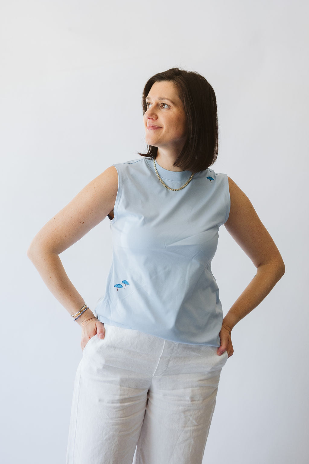 Umbrellas Embroidered Tank
