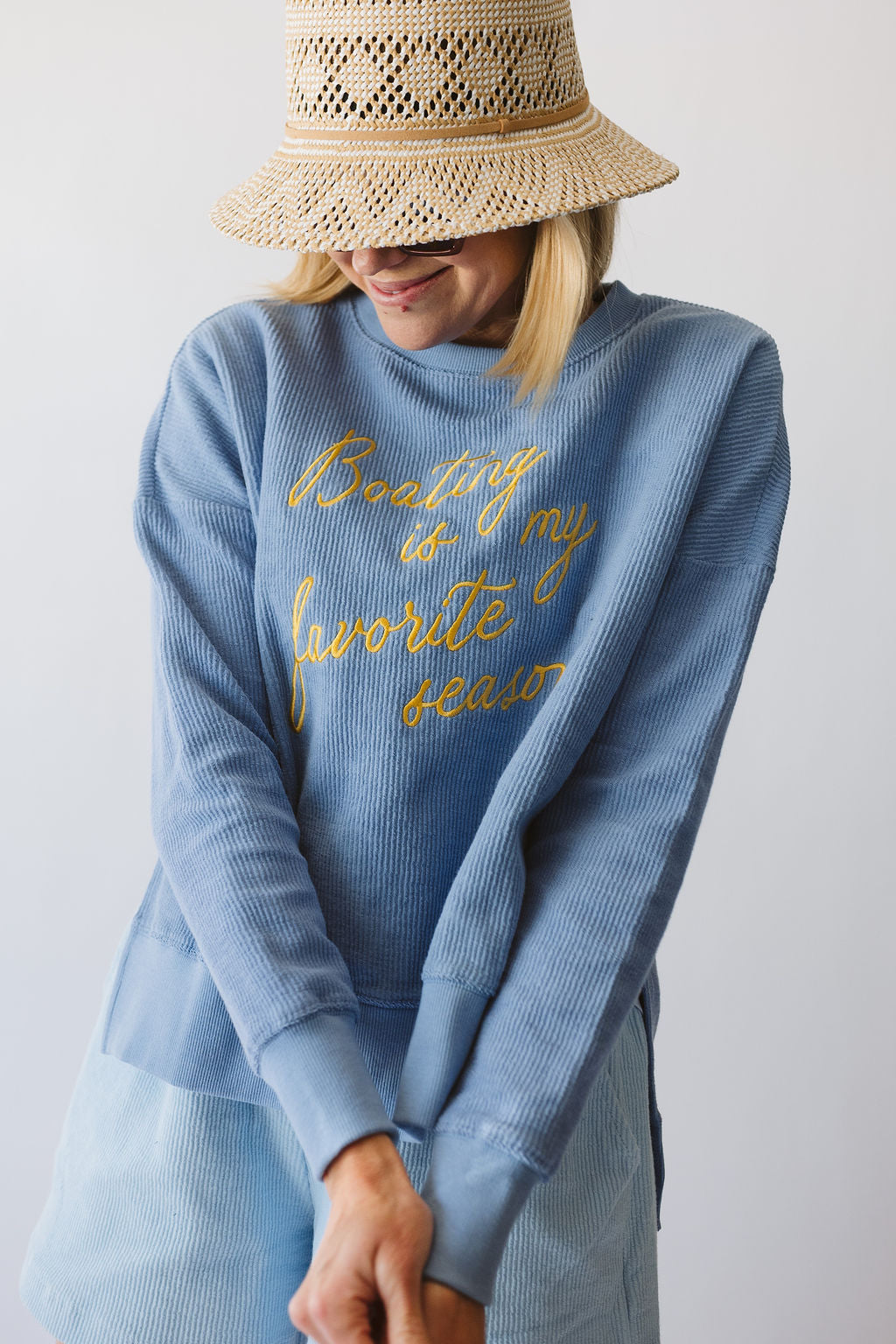 Boating is My Favorite Season Ribbed Tunic - Hydrangea Blue