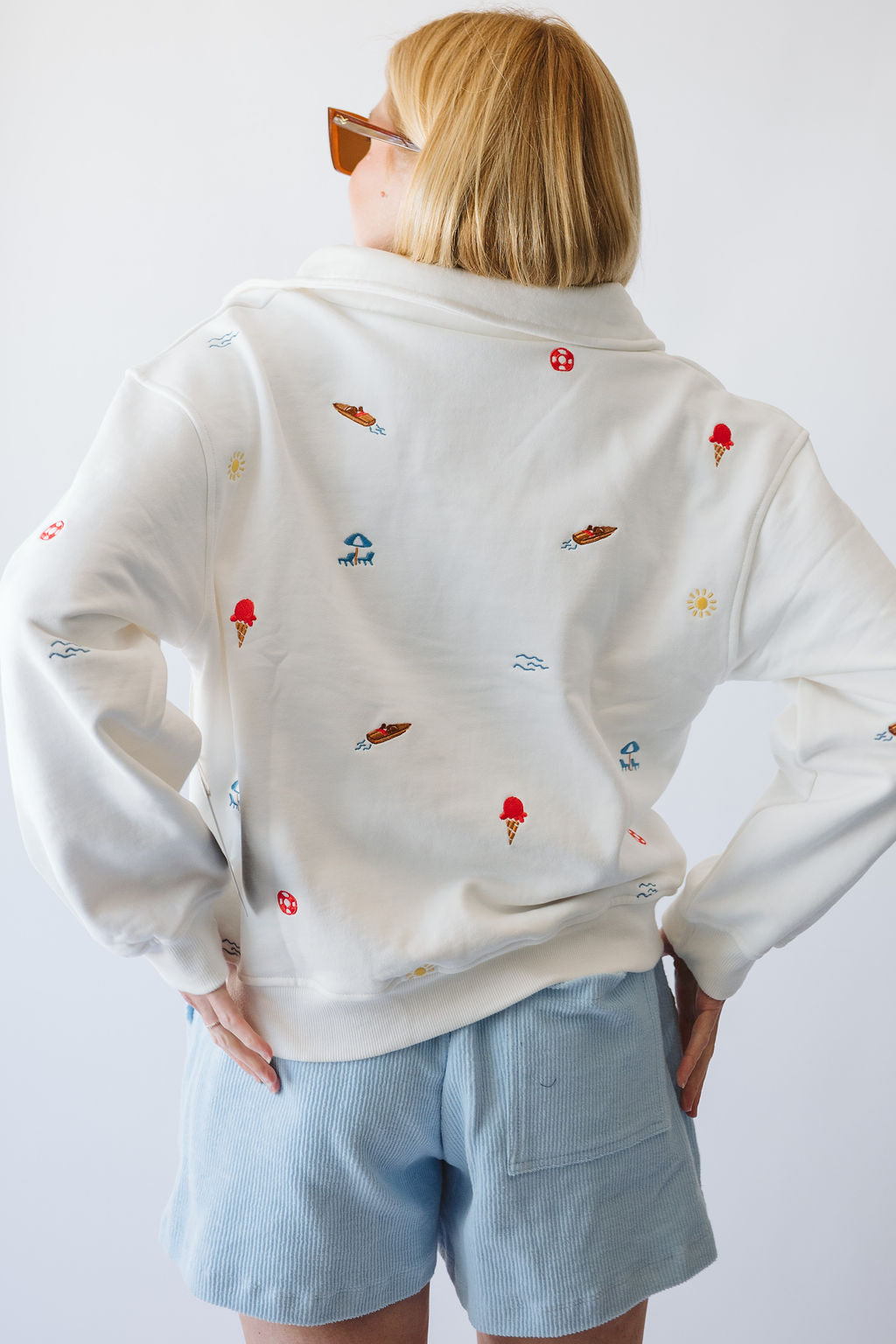 Summer Icons Embroidered Polo Sweatshirt