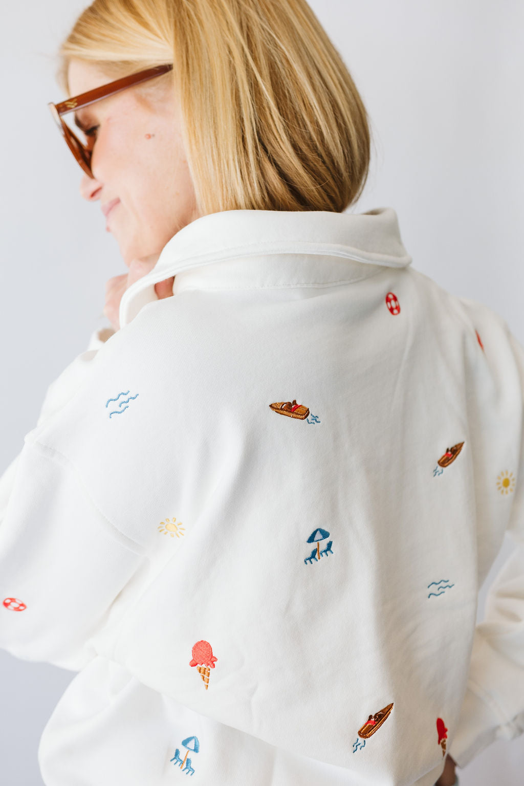 Summer Icons Embroidered Polo Sweatshirt