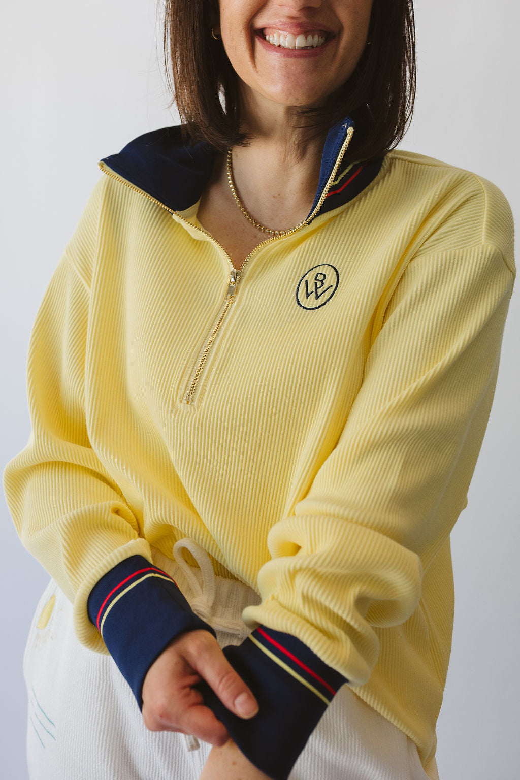 BW Logo Embroidered Quarter Zip Ribbed Sweatshirt