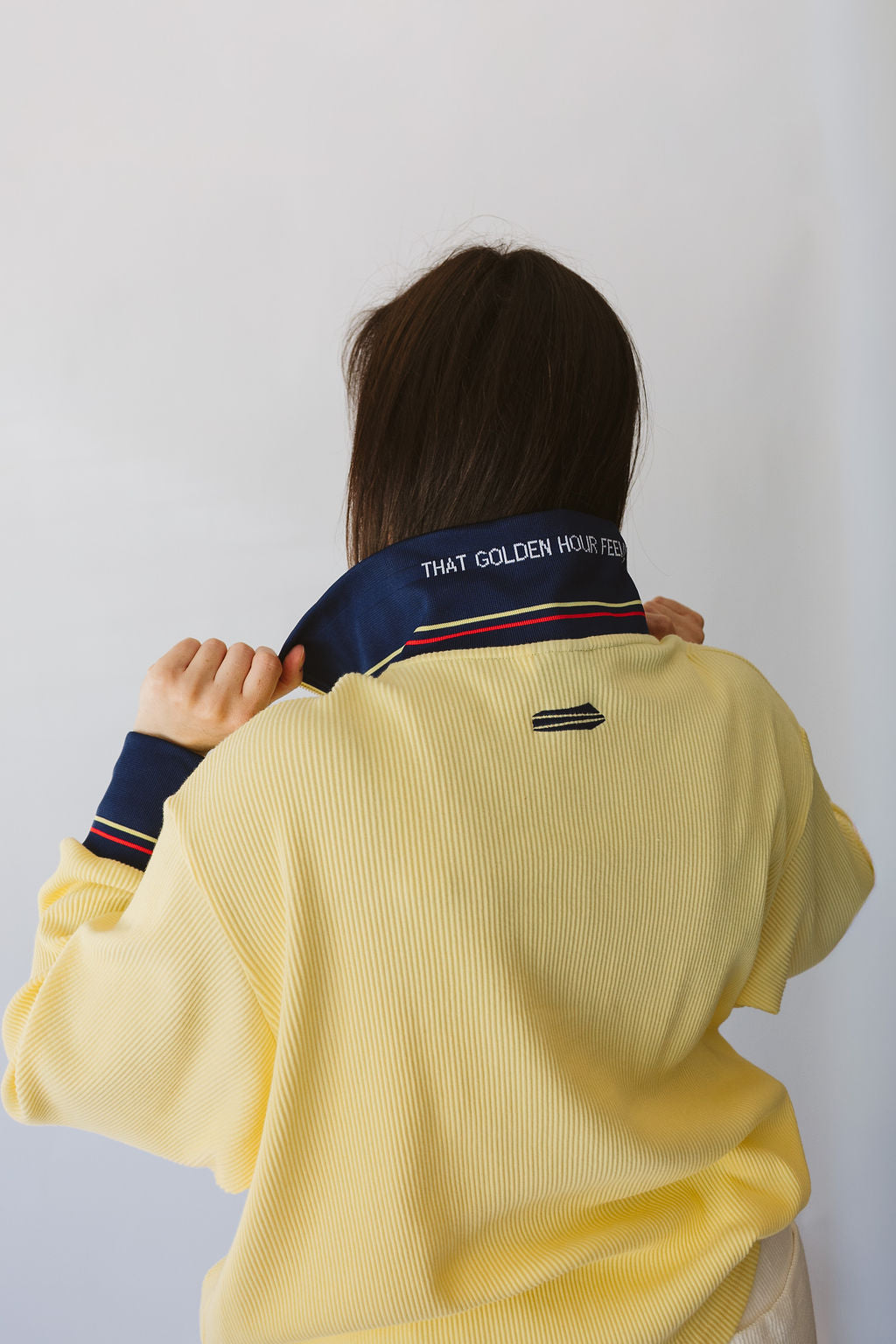 BW Logo Embroidered Quarter Zip Ribbed Sweatshirt
